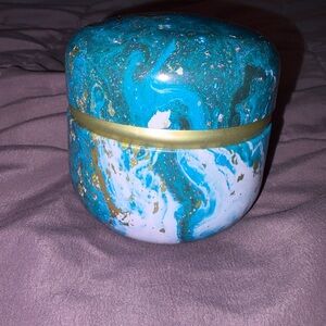 Marbled Teal, White, Gold Makeup Powder Holder